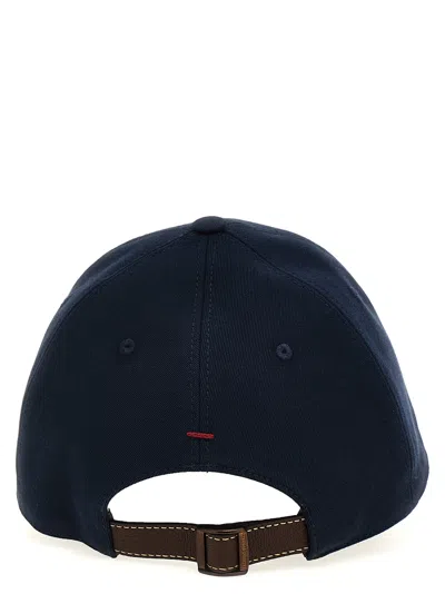 Brunello Cucinelli Men Logo Embroidery Baseball Cap In Blue