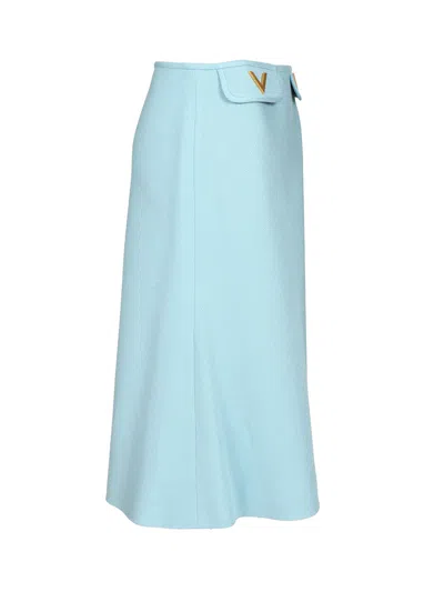 Valentino Look 13 - Skirt | Solid | Viscose Canvas Skirts Light Blue In Blue