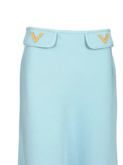 Valentino Look 13 - Skirt | Solid | Viscose Canvas Skirts Light Blue In Blue