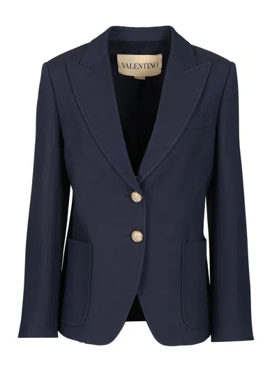 Valentino Look 43 - Giacca M\petto | Solid | Crepe Couture Jackets Blue In Blue