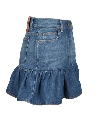 Valentino Garavani Mini Denim Skirt In Blue
