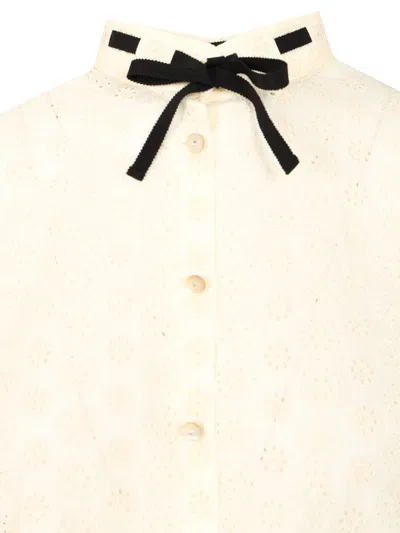Valentino Broderie Anglaise Cotton Poplin Shirt In Neutral