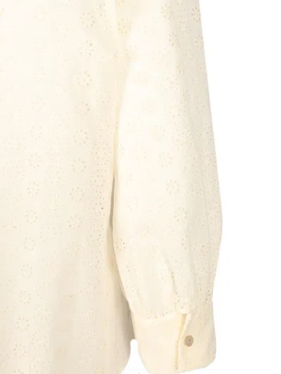 Valentino Broderie Anglaise Cotton Poplin Shirt In Neutral