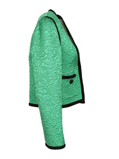 Valentino Jacket Floral Texture Button Detail In Green