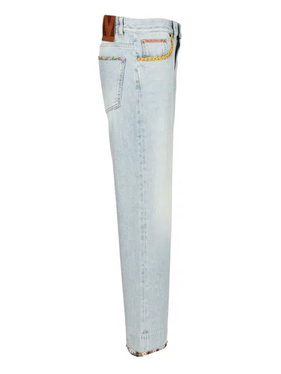 Valentino Garavani Contrast Border Straight Leg Jeans In Blue