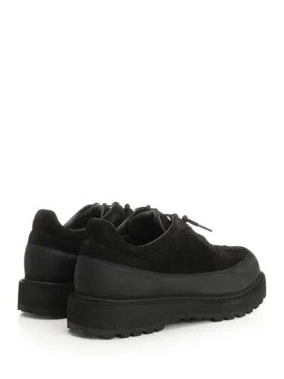 Stone Island Textured Black Sneakers With Suede Upper In Black