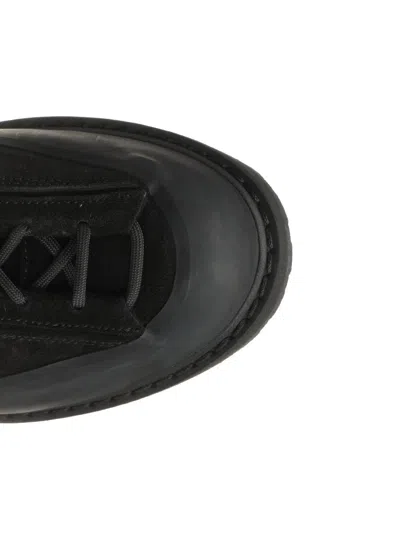 Stone Island Textured Black Sneakers With Suede Upper In Black