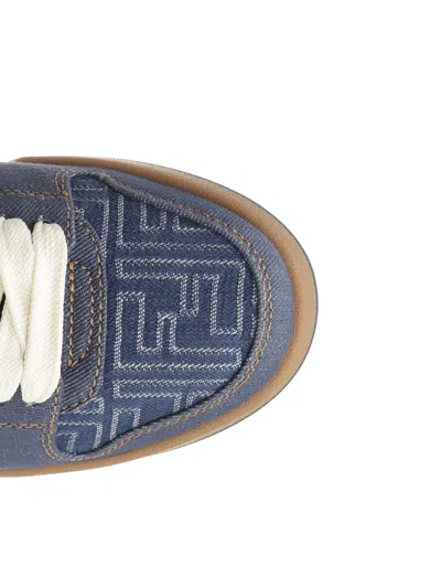 Fendi Match Denim Ff Embossed Sneakers Blue In Blue
