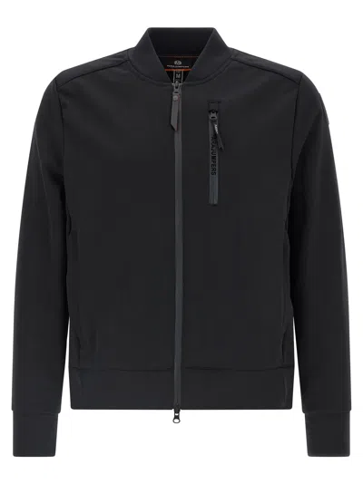 Parajumpers Ribbed Cuffs And Hem Sweatshirt With Zip Pocket In Black