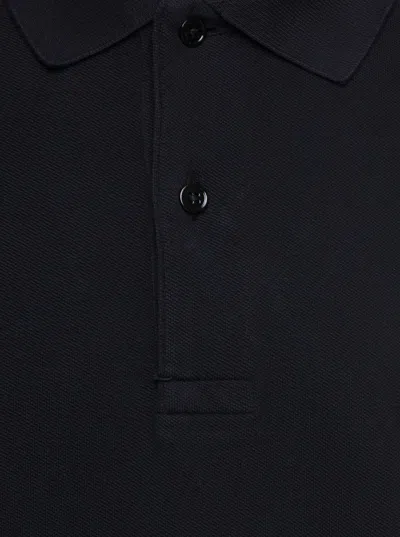 Tom Ford Black Short-sleeves Polo In Cotton Piquet Jersey In Black