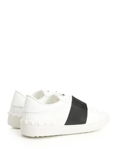 Valentino Open Sneaker With Contrasting Panel And Studded Heel In White