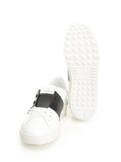Valentino Open Sneaker With Contrasting Panel And Studded Heel In White