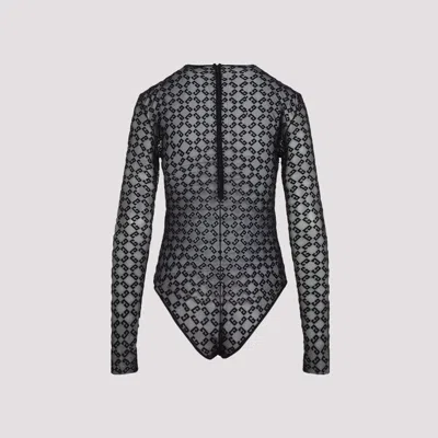 Givenchy Black Monogram 72 Tulle Bodysuit In Black