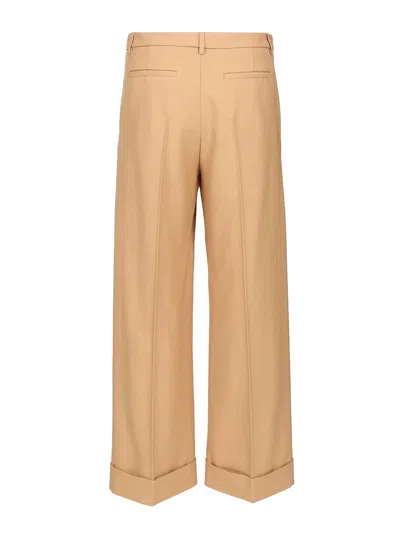 Valentino Men's Camel-coloured Wool Trousers In Orange