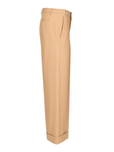 Valentino Men's Camel-coloured Wool Trousers In Orange