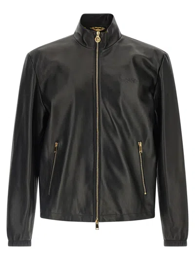 Versace Jacket High Collar Elastic Cuffs In Black