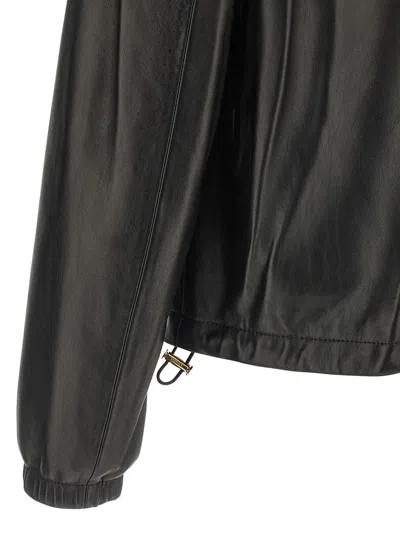 Versace Jacket High Collar Elastic Cuffs In Black