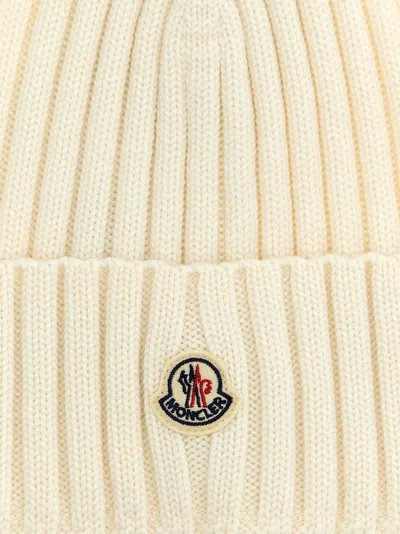 Moncler Wool And Cashmere Beanie Hats White In Neutral