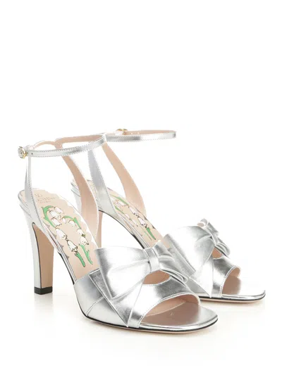 Valentino Bowow Metallic Leather Sandals