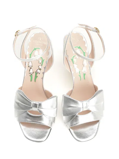 Valentino Bowow Metallic Leather Sandals