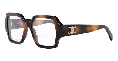 Celine Triomphe Tortoiseshell-effect Square-frame Glasses In Brown