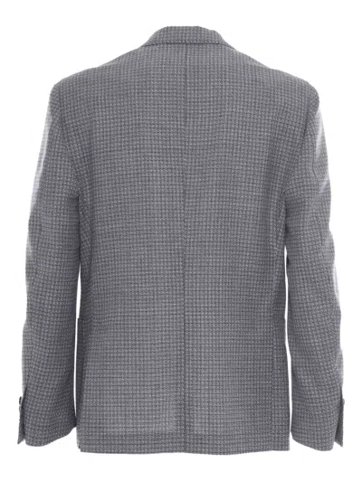 Lardini Micro-check Single-breasted Blazer In Gray