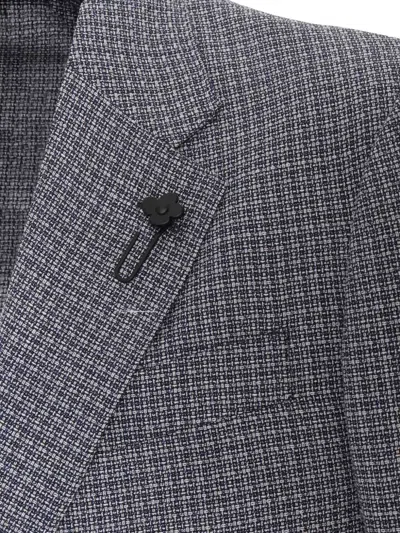 Lardini Micro-check Single-breasted Blazer In Gray