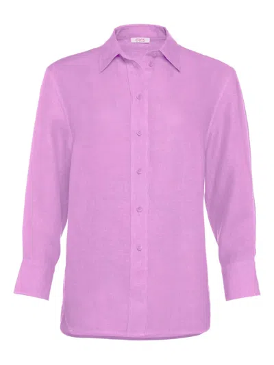 Eres Mignonette Button-down Linen Shirt In Purple