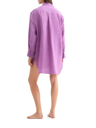 Eres Mignonette Button-down Linen Shirt In Purple