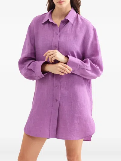 Eres Mignonette Button-down Linen Shirt In Purple