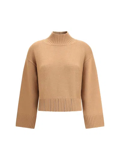 Fabiana Filippi Wool Turtleneck Sweater With Dropped Shoulders In Brown