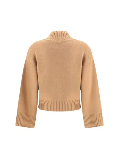 Fabiana Filippi Wool Turtleneck Sweater With Dropped Shoulders In Brown