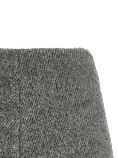 The Andamane High Waist Textured Fabric Culottes In Gray