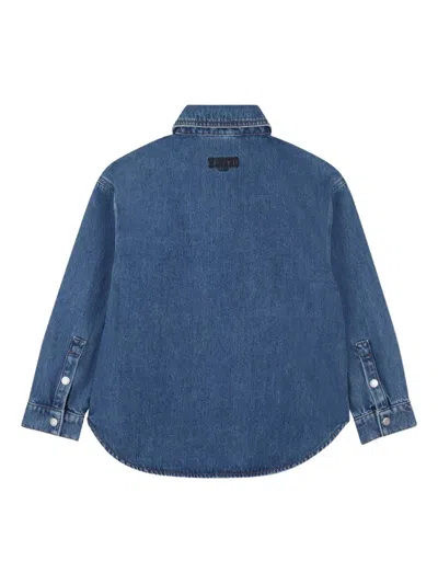 Kenzo Embroidered Denim Shirt In Blue