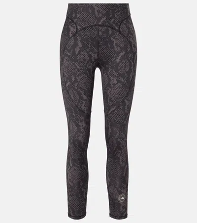 Adidas By Stella Mccartney Asmc Tpr Printed High-rise Leggings In Black