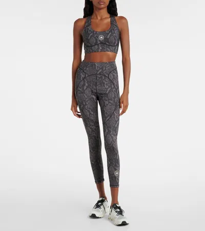 Adidas By Stella Mccartney Asmc Tpr Printed High-rise Leggings In Black
