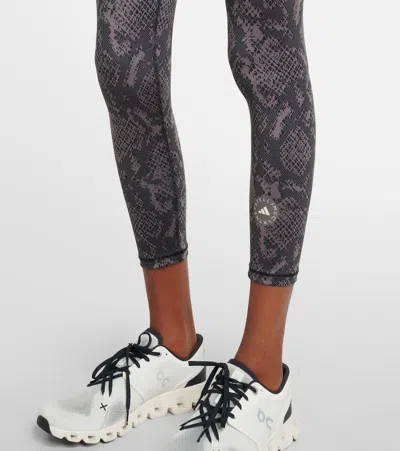 Adidas By Stella Mccartney Asmc Tpr Printed High-rise Leggings In Black
