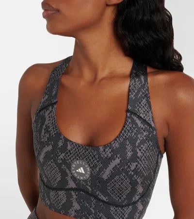 Adidas By Stella Mccartney Asmc Tpr Printed Sports Bra In Gray