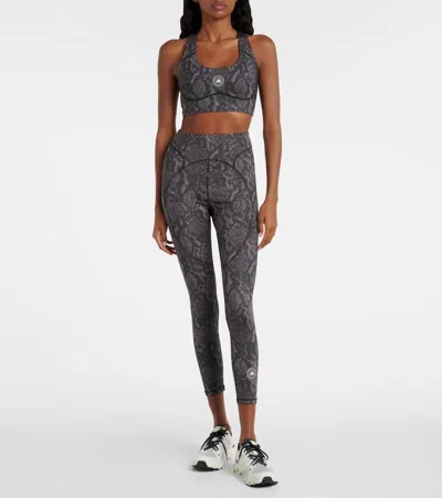 Adidas By Stella Mccartney Asmc Tpr Printed Sports Bra In Gray