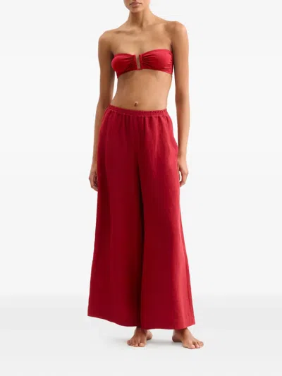 Eres Linen Select Wide-leg Trousers In Red