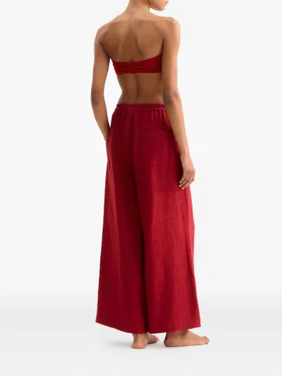 Eres Linen Select Wide-leg Trousers In Red