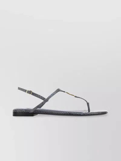 Fendi Ffold Snakeskin Sandal In Gray