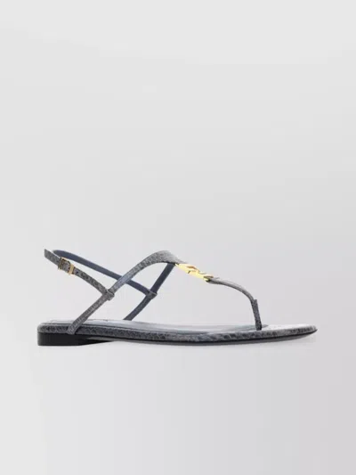 Fendi Ffold Snakeskin Sandal In Gray