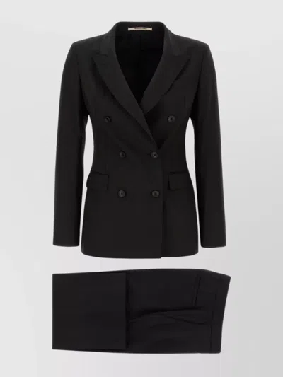 Tagliatore Tailored Black Blazer With Double-breasted Design And Structured Lapel In Black