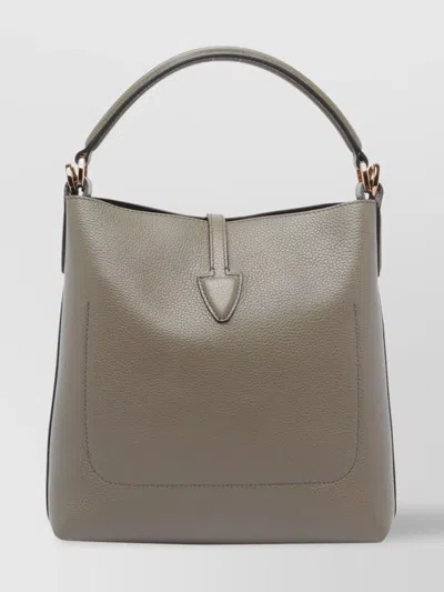 Tod's Pebbled Texture Bucket Bag With Metal Hardware
