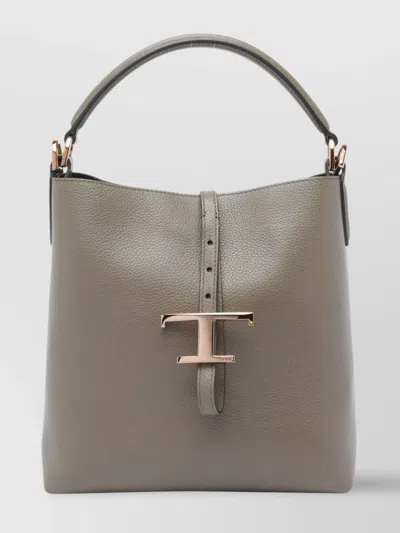 Tod's Pebbled Texture Bucket Bag With Metal Hardware