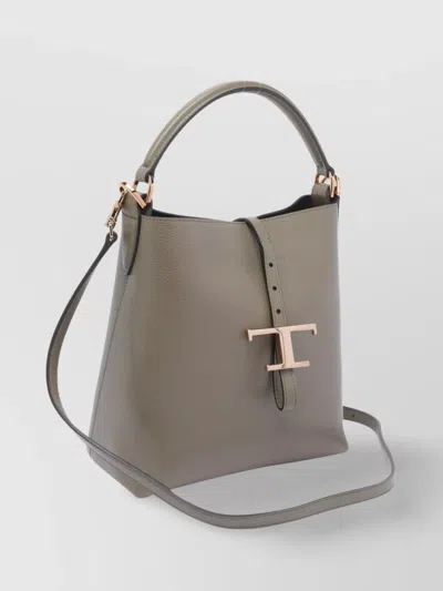 Tod's Pebbled Texture Bucket Bag With Metal Hardware