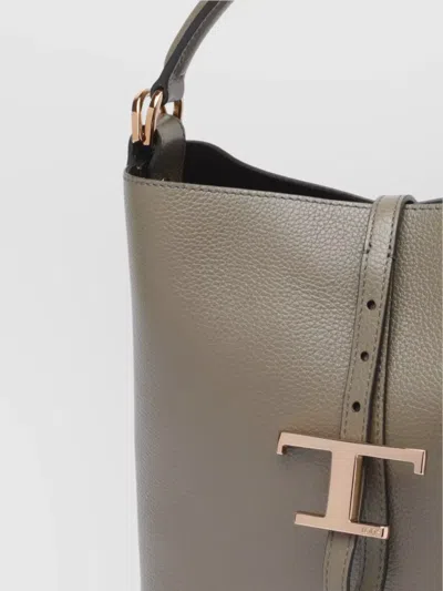 Tod's Pebbled Texture Bucket Bag With Metal Hardware