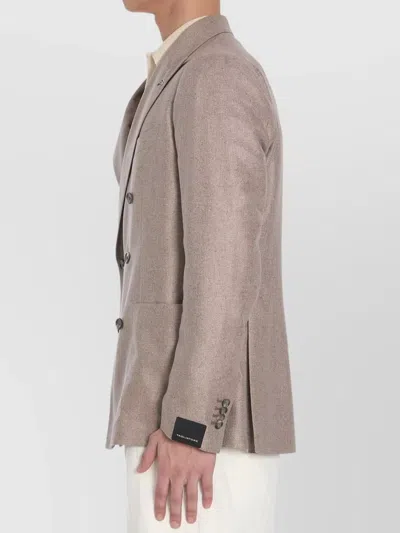 Tagliatore Double-breasted Silk Jacket In Brown