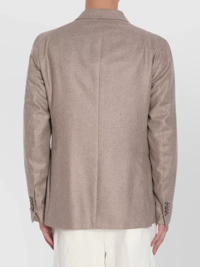 Tagliatore Double-breasted Silk Jacket In Brown